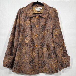 Vintage 2006 Retro Nostalgia TAPESTRY Floral Brown Jacket Coat Women's Size L.